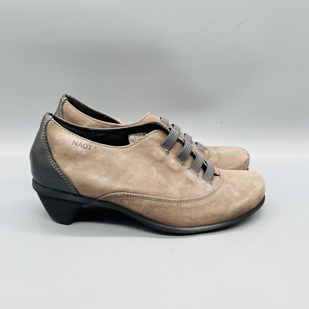 Naot Shoes Womens 6 Beige Nubuck Slip On Oxford Lace Up Low Heel Walking Comfort